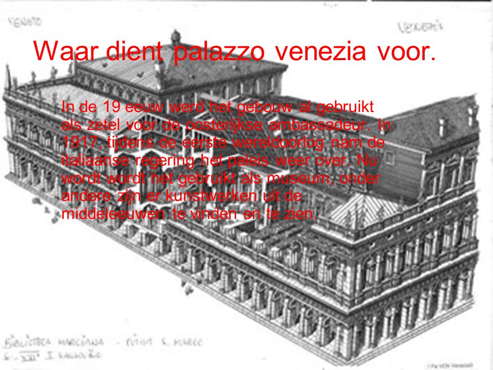 Waar dient palazzo venezia voor.