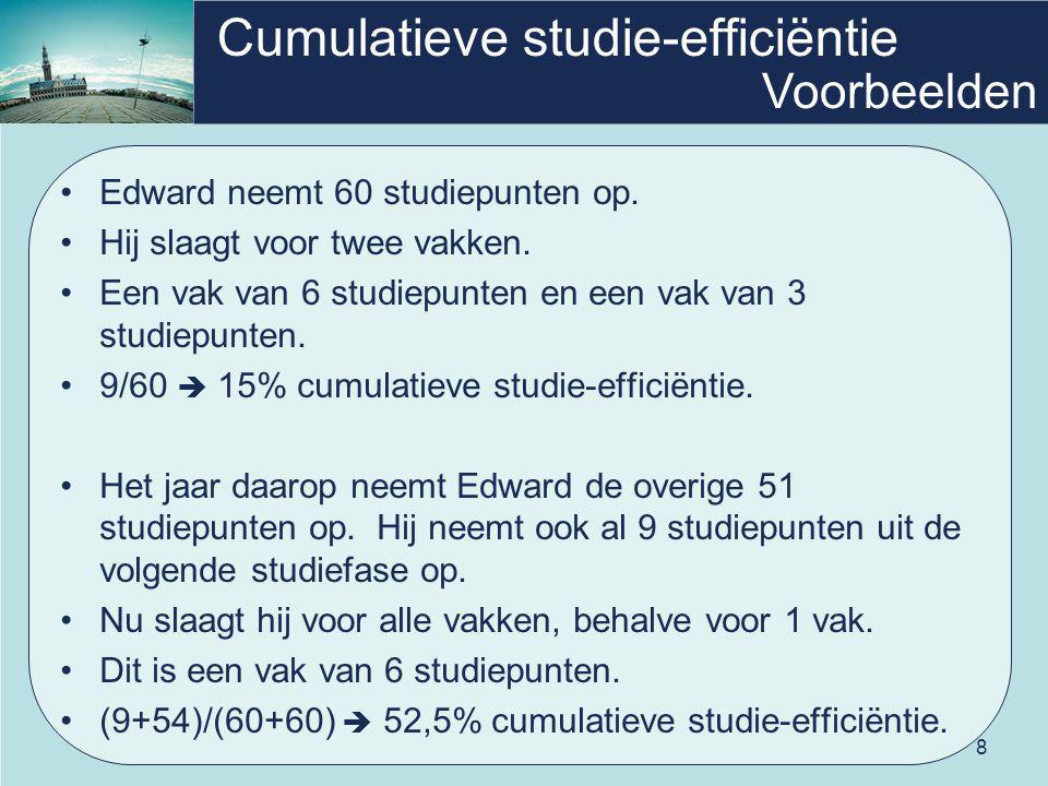 8 Cumulatieve studie-efficiëntie Edward neemt 60 studiepunten op.