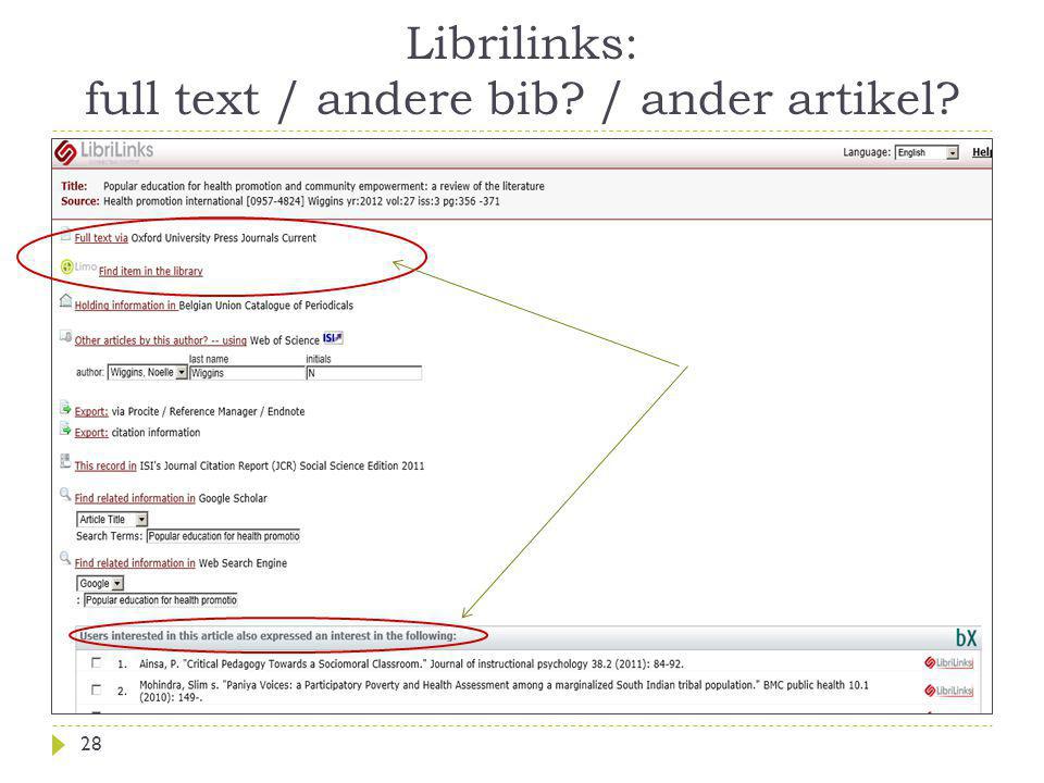 Librilinks: full text / andere bib / ander artikel 28