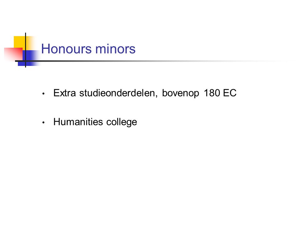 Honours minors Extra studieonderdelen, bovenop 180 EC Humanities college