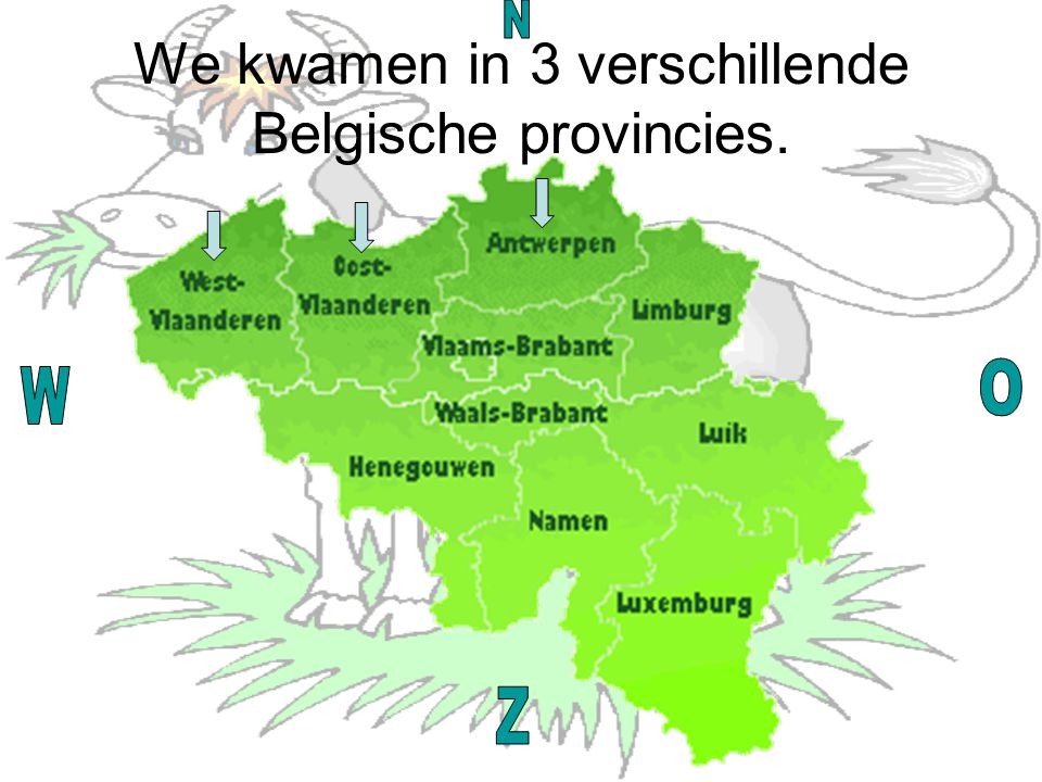 We kwamen in 3 verschillende Belgische provincies.