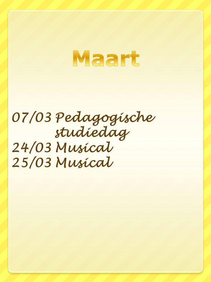 01/02 Pedagogische studiedag 17/02 Carnaval 20/02 Krokusvakantie