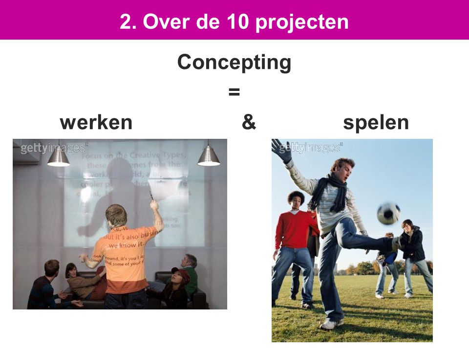 Concepting = werken & spelen 2. Over de 10 projecten