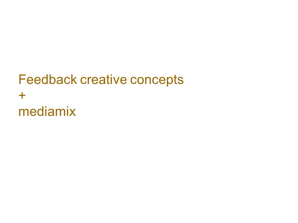 Feedback creative concepts + mediamix