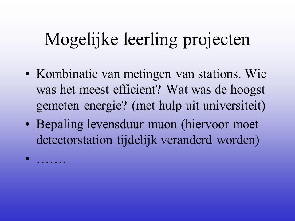 Mogelijke leerling projecten Kombinatie van metingen van stations.