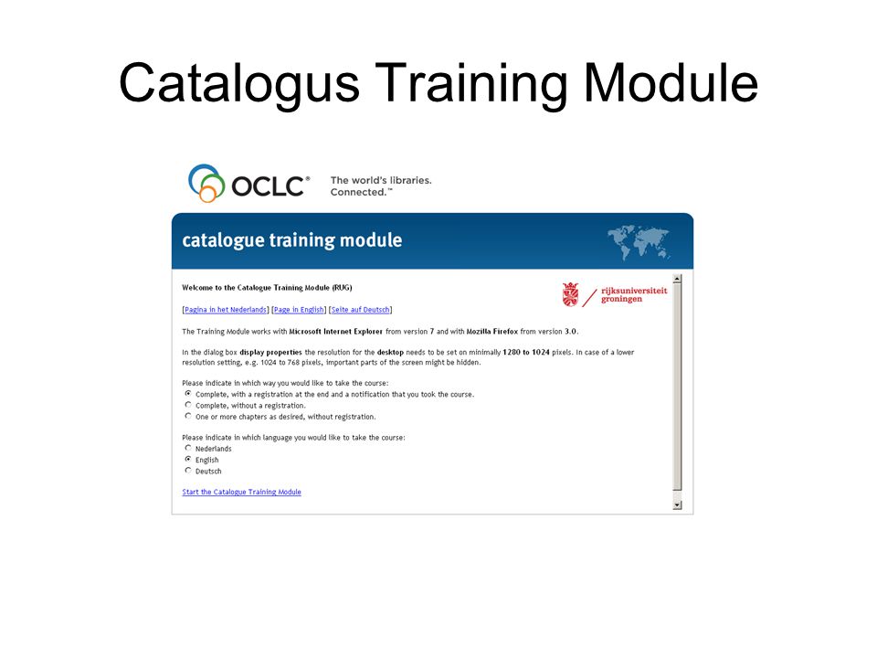 Catalogus Training Module
