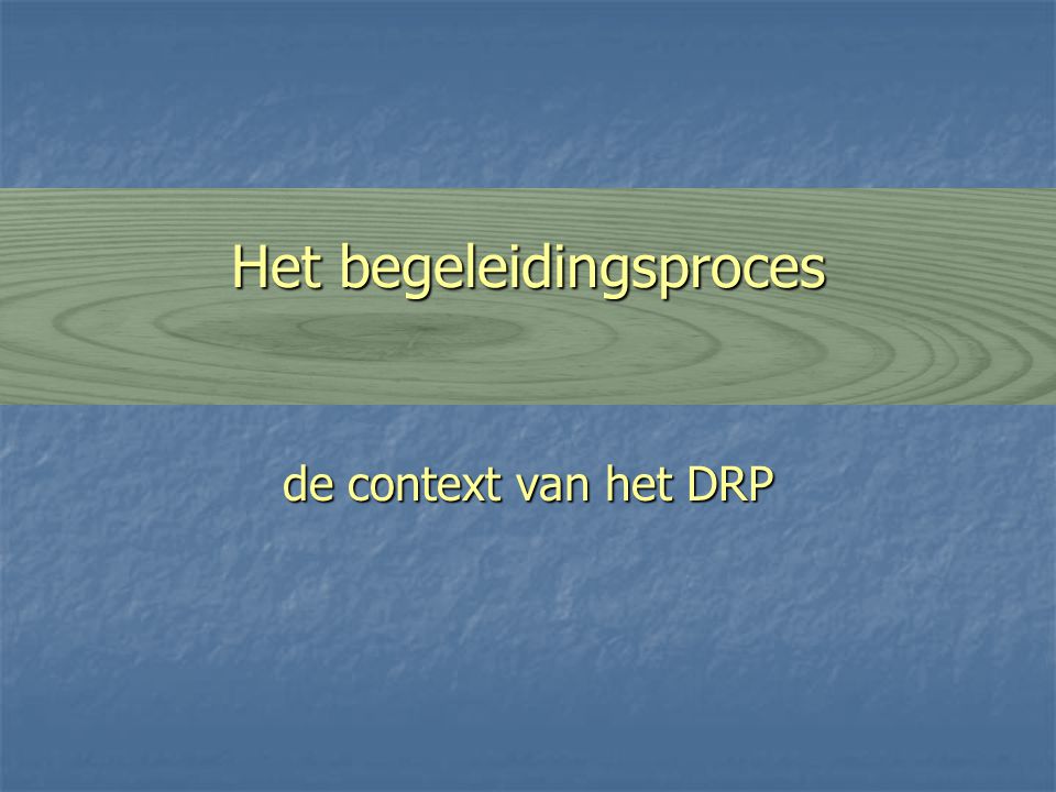 Het begeleidingsproces de context van het DRP