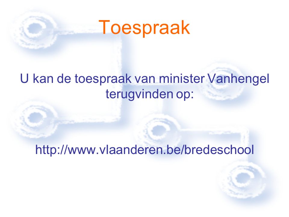 Toespraak U kan de toespraak van minister Vanhengel terugvinden op: