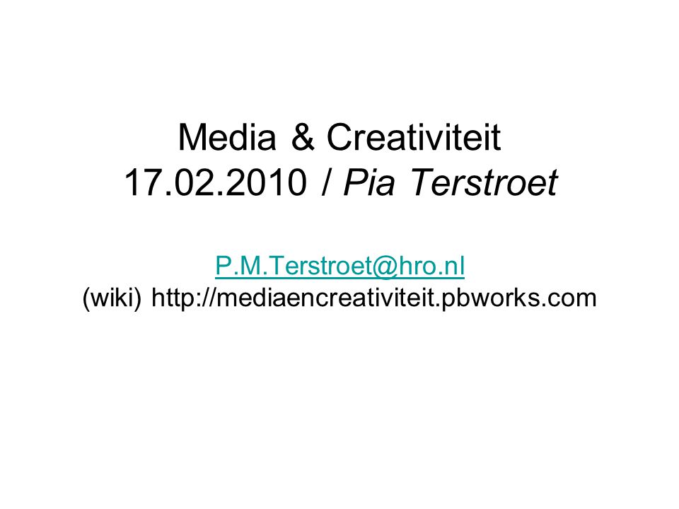 Media & Creativiteit / Pia Terstroet (wiki)