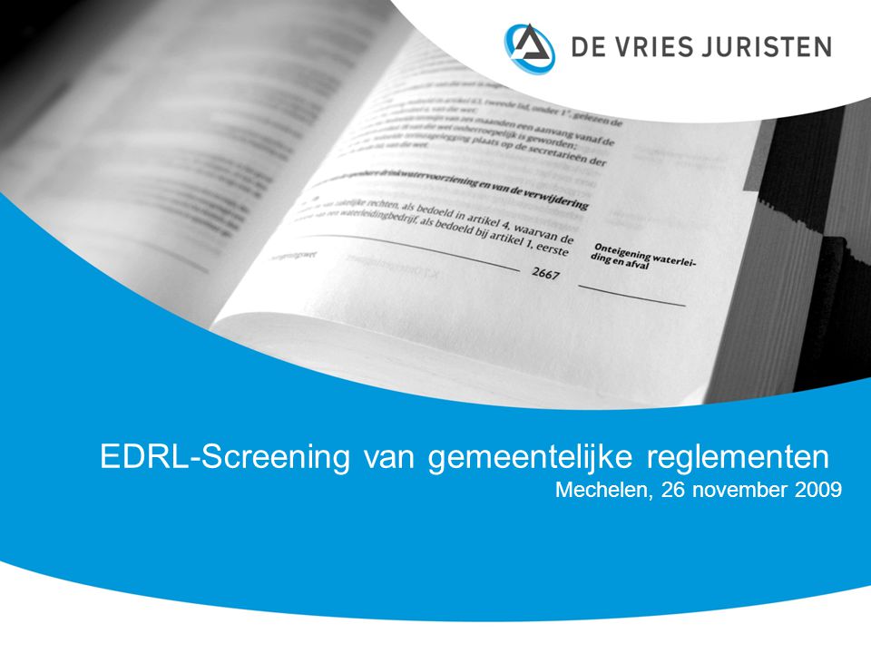 EDRL-Screening van gemeentelijke reglementen Mechelen, 26 november 2009