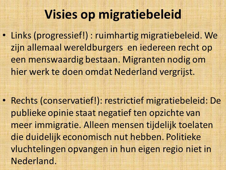 Visies op migratiebeleid Links (progressief!) : ruimhartig migratiebeleid.