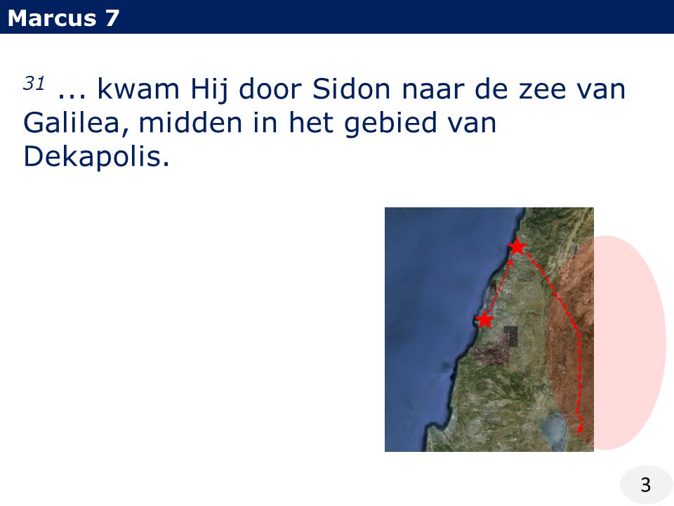Marcus kwam Hij door Sidon naar de zee van Galilea, midden in het gebied van Dekapolis.