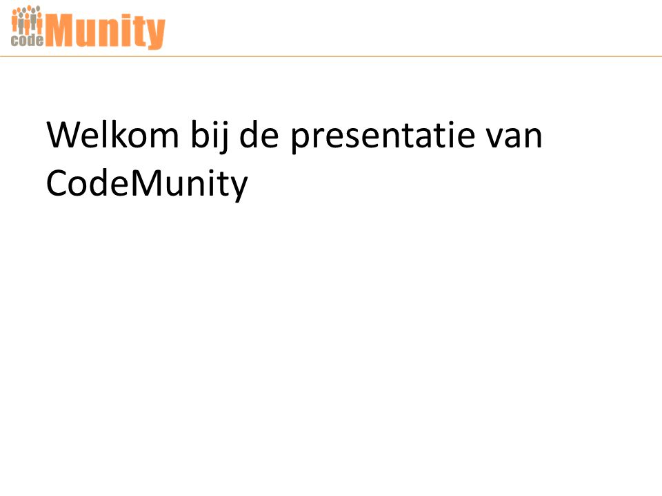 Welkom bij de presentatie van CodeMunity