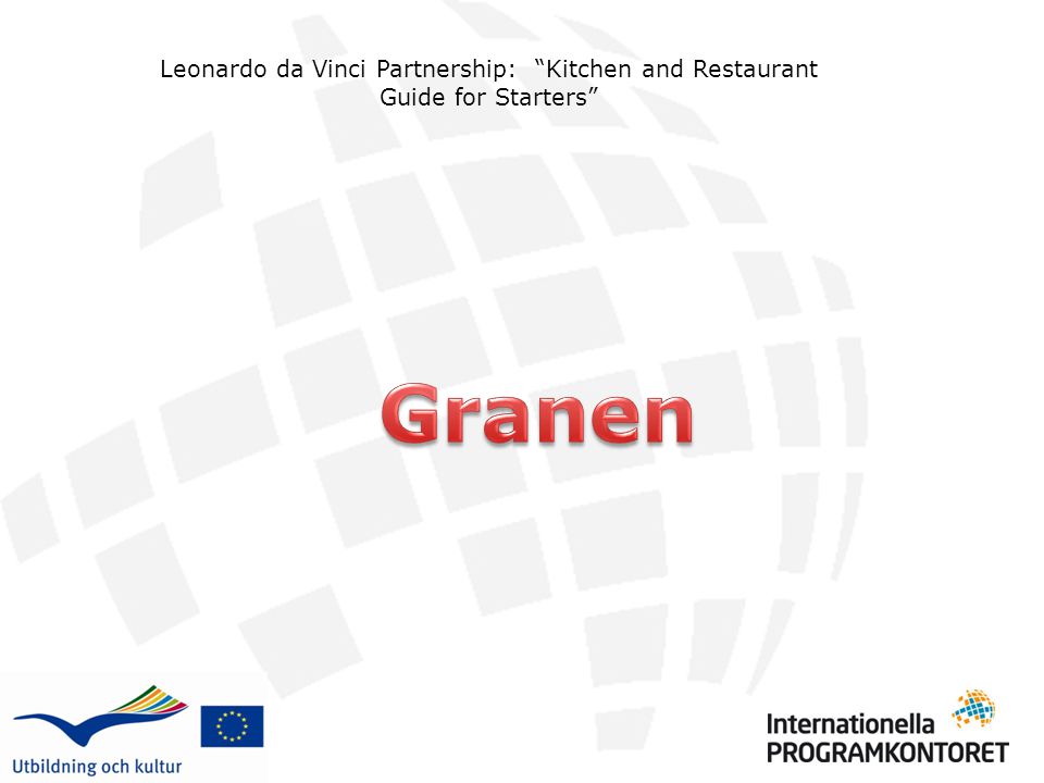 Leonardo da Vinci Partnership: Kitchen and Restaurant Guide for Starters