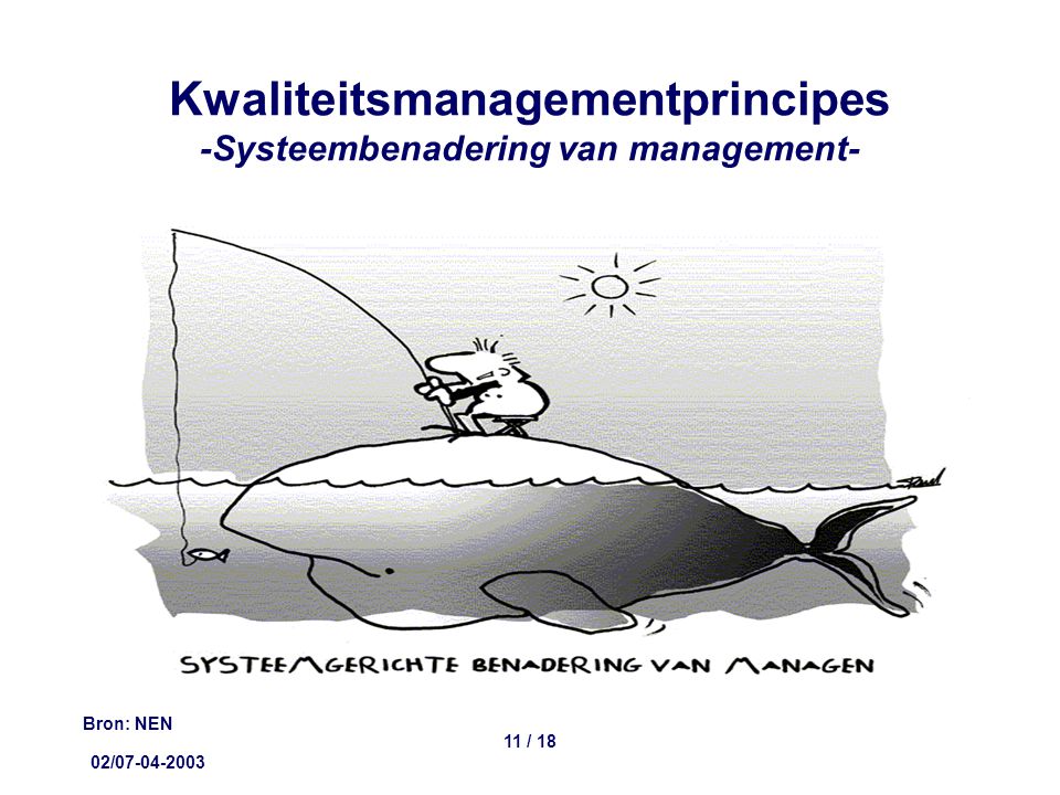 02/ / 18 Kwaliteitsmanagementprincipes -Systeembenadering van management- Bron: NEN