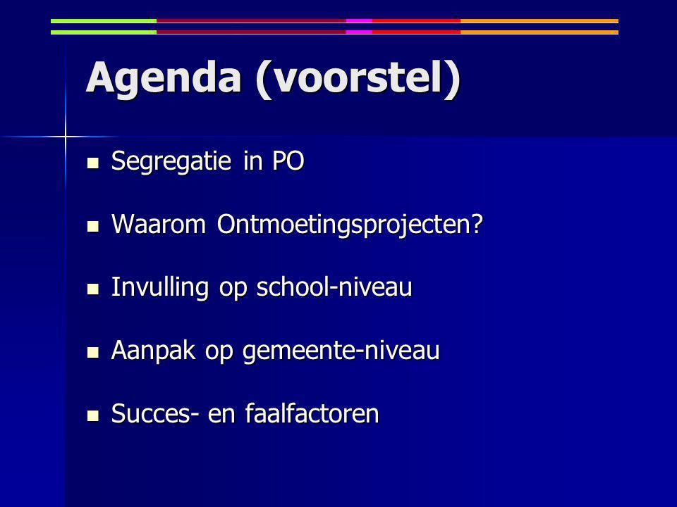 Agenda (voorstel) Segregatie in PO Segregatie in PO Waarom Ontmoetingsprojecten.