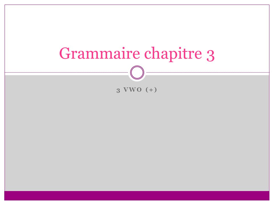 3 VWO (+) Grammaire chapitre 3