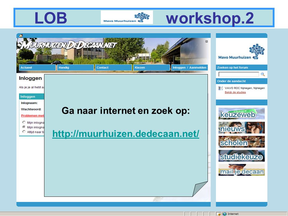 1 LOB workshop.2 Ga naar internet en zoek op: