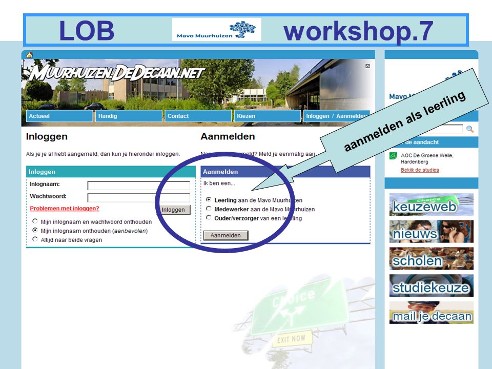 3 LOB workshop.7 aanmelden als leerling