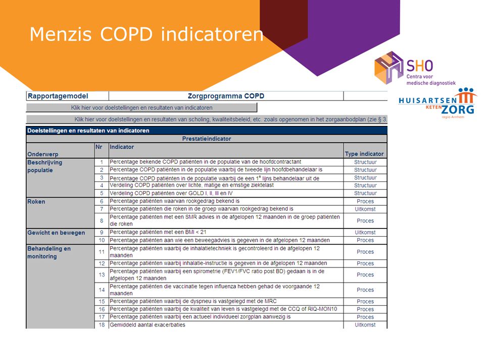 Menzis COPD indicatoren