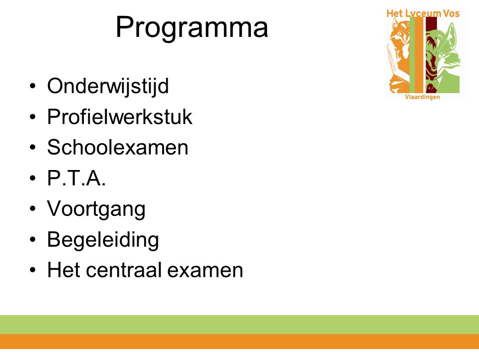 Programma Onderwijstijd Profielwerkstuk Schoolexamen P.T.A.