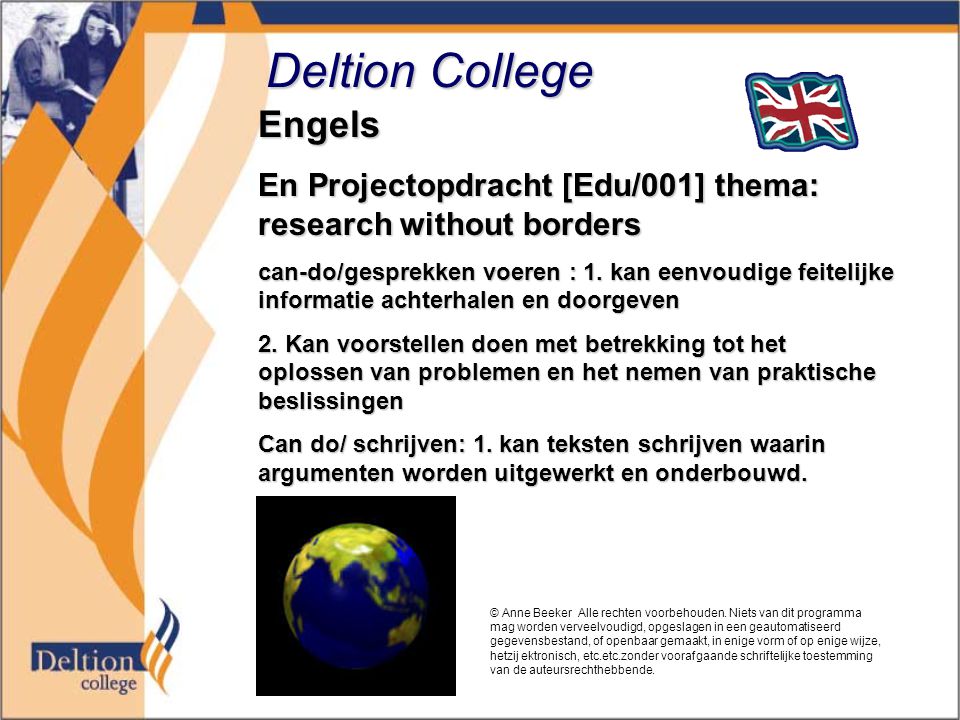 Deltion College Engels En Projectopdracht [Edu/001] thema: research without borders can-do/gesprekken voeren : 1.