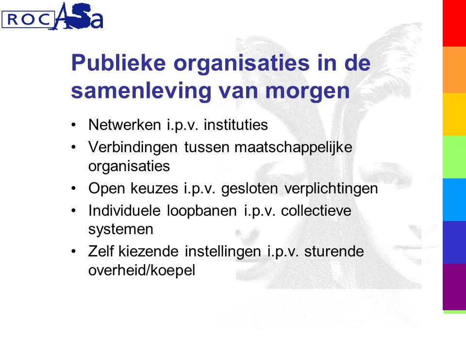 Publieke organisaties in de samenleving van morgen Netwerken i.p.v.