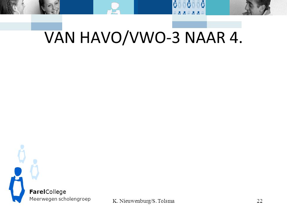VAN HAVO/VWO-3 NAAR 4. K. Nieuwenburg/S. Tolsma FarelCollege Meerwegen scholengroep 22