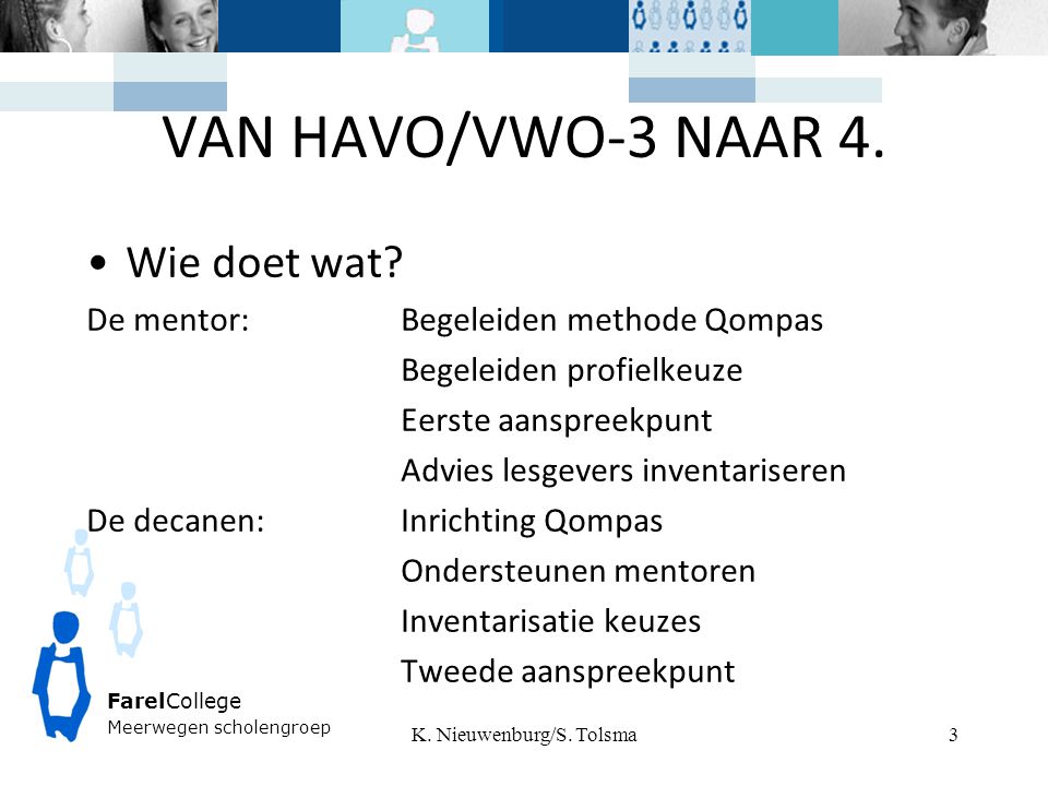 FarelCollege Meerwegen scholengroep VAN HAVO/VWO-3 NAAR 4.