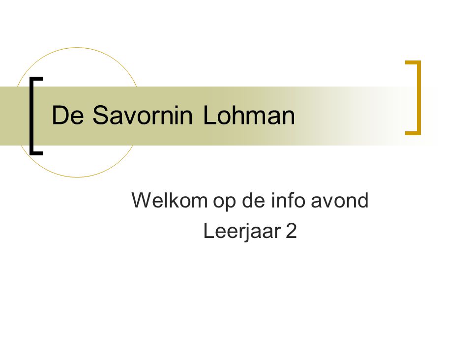 De Savornin Lohman Welkom op de info avond Leerjaar 2