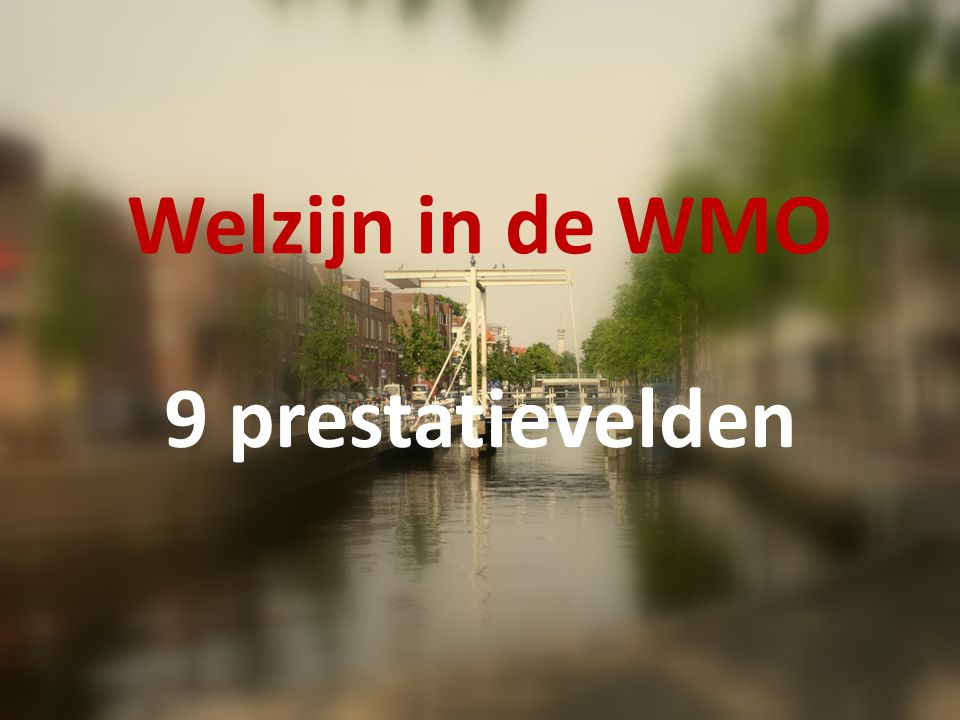 Welzijn in de WMO 9 prestatievelden